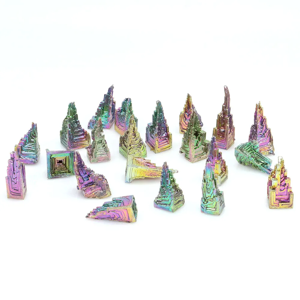 Natural Bismuth Tower Metal Mineral Reiki Crystals, Pyramid Stones, Healing Gemstone, Meditation Collection, Home Decor Specimen