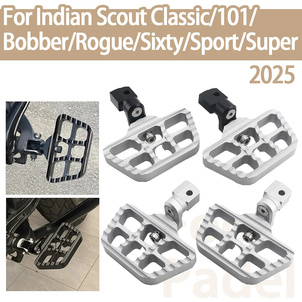 

For Indian Super Sport Scout 101 Sixty Bobber SCOUT Classic Limited 2025 Motorcycle Front Foot Rest Pegs Adjustable Wide Footpeg