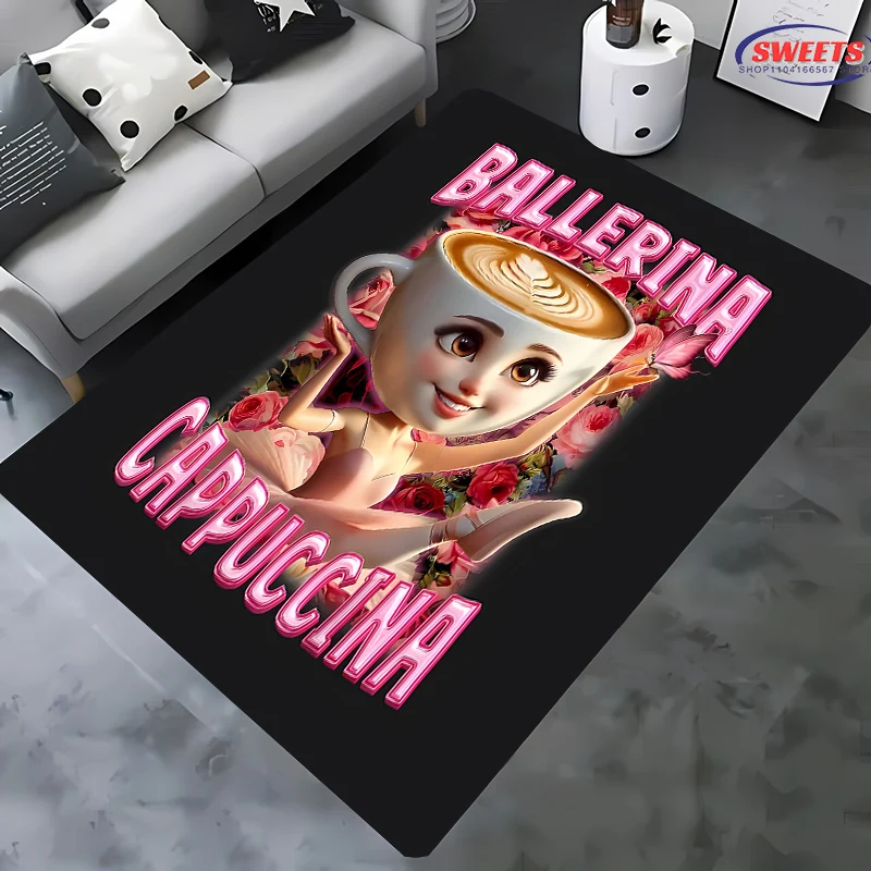 

Italian Brainrot AI Ballet "BALLERINA" "CAPPUCCINA" Printed Carpet, Living Room Table Rug Camping, Outdoors, Bedroom, Indoor Mat