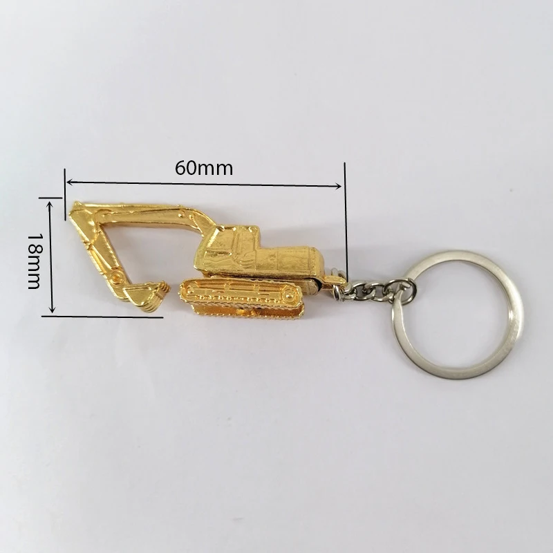 Creative Alloy 3D Three-dimensional Excavator Keychain Pendant Accessory Gift Car Accessories Trendy Charm for Girls