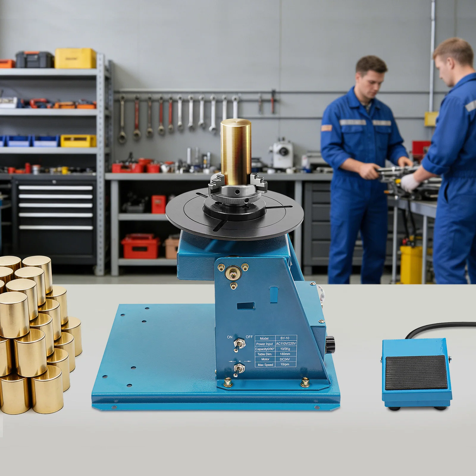 Rotary Welding Positioner with 3-Jaw Chuck, 10W Welding Turntable Machine, 0-90° Tilting, 10RPM Stepless Speed, 22 lbs Capacity, TIG Welding Positioner for Small Workpieces, 110V