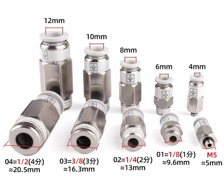 AKH08B-02S Armaturen Druckluft werkzeuge Verbindungs stück Rohr verbindung Akhb Serie pneumatisch 8mm- 3/8 "Einweg ventil Rückschlag ventil Typ a/b – Detail 3