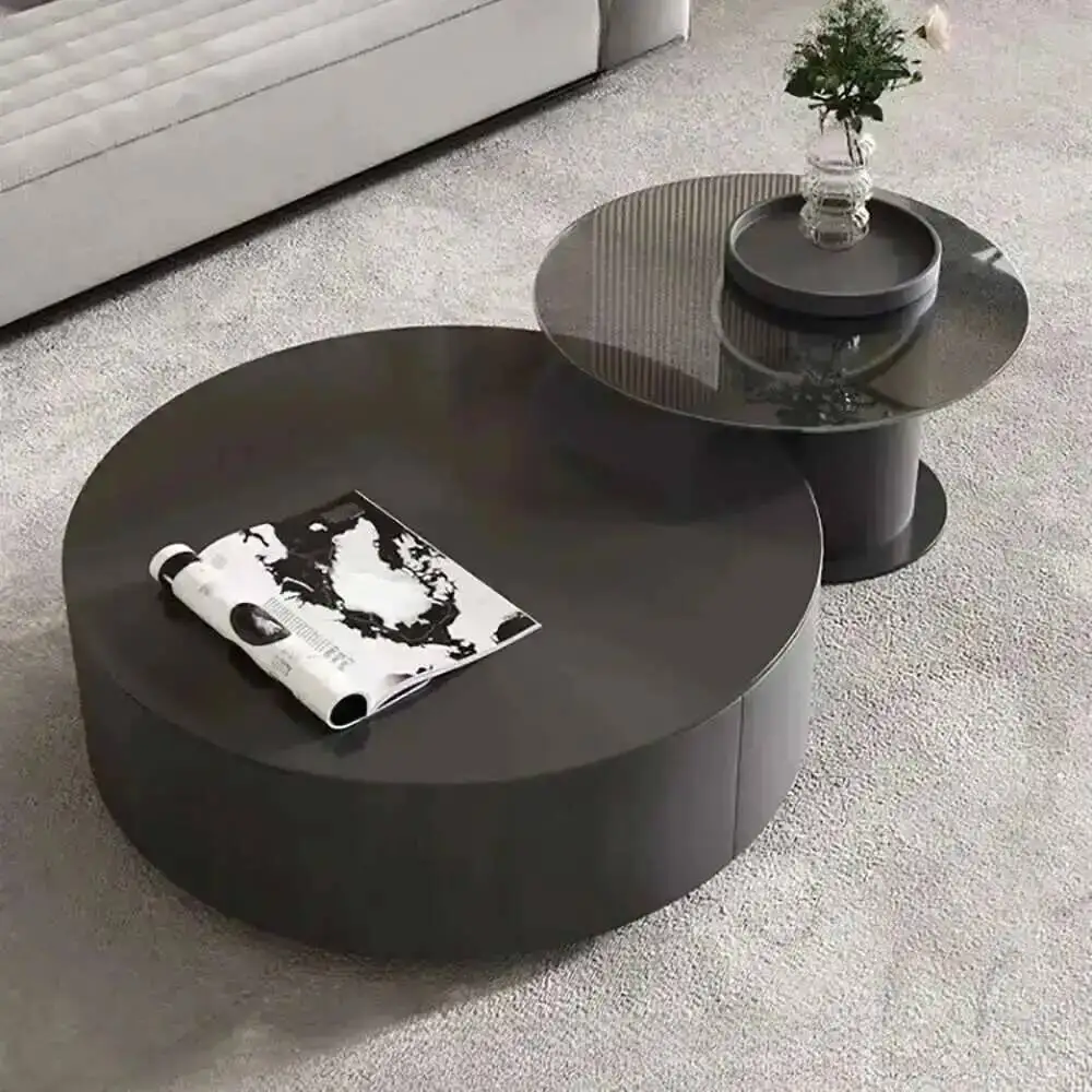 الفاخرة الحديثة العصرية جولة الشمال طاولة القهوة تخزين طاولة القهوة المنظم درج الجدول Basse تصميم صب صالون الأثاث