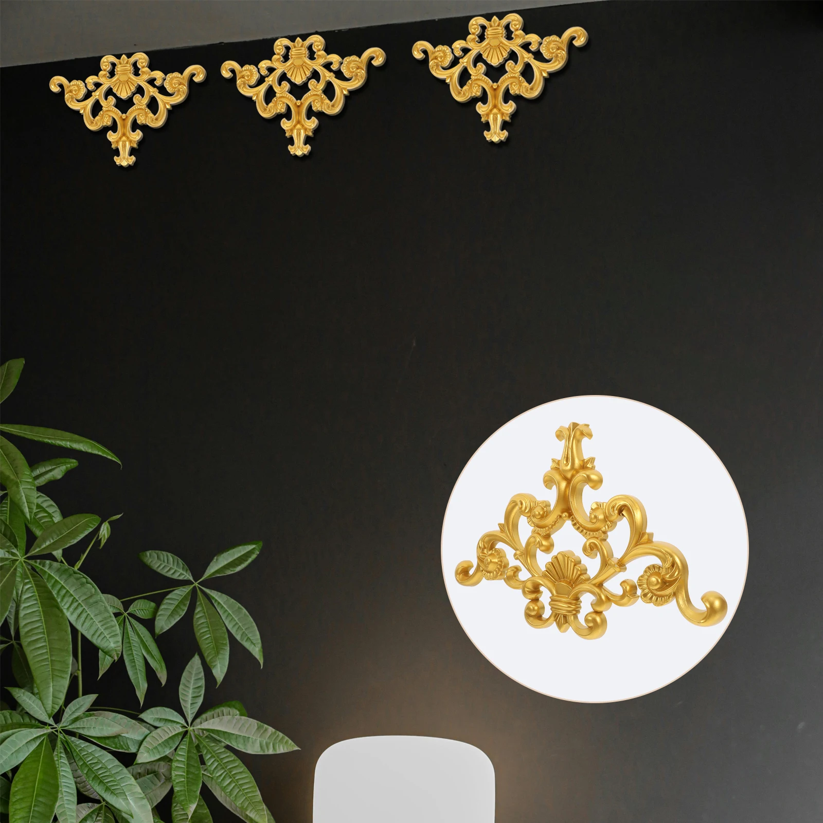 

Pvc Corner Flower Decoration Wall Applique Decorative Onlay Carved Shaped Decal Living Room Background Wall Onlay Easy Install