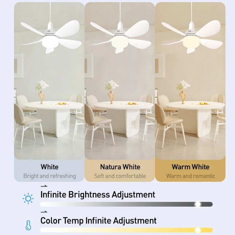 LED Ceiling Fan Light E27 with Remote Control for Dimming, Suitable for Living Room, Study, Household Use,child Room AC85-265V
