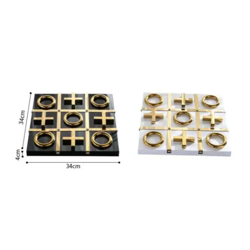 2026 Unique Metal Handicraft Ornaments 3D Chess Golden Chessboard Geometric Decorative Sculpture Decorative Figurines Home Decor