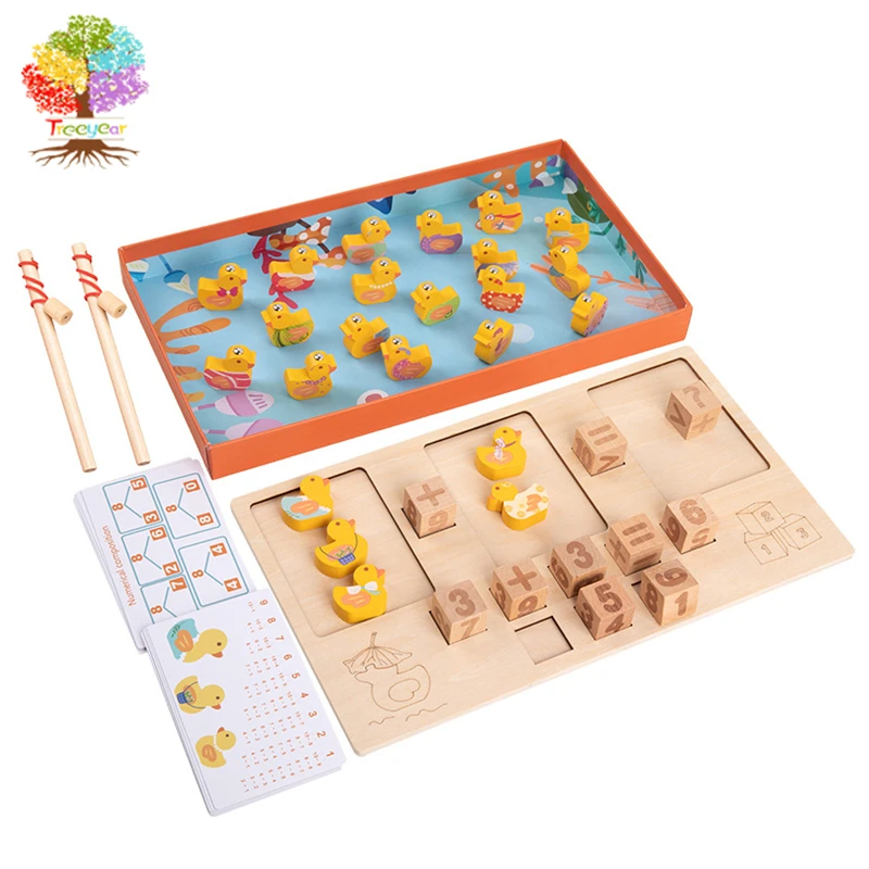 

Treeyear Montessori Wooden Counting Duck Game Magnetic Fishing Children's Early Digital Cognitive Operation Learning Toy