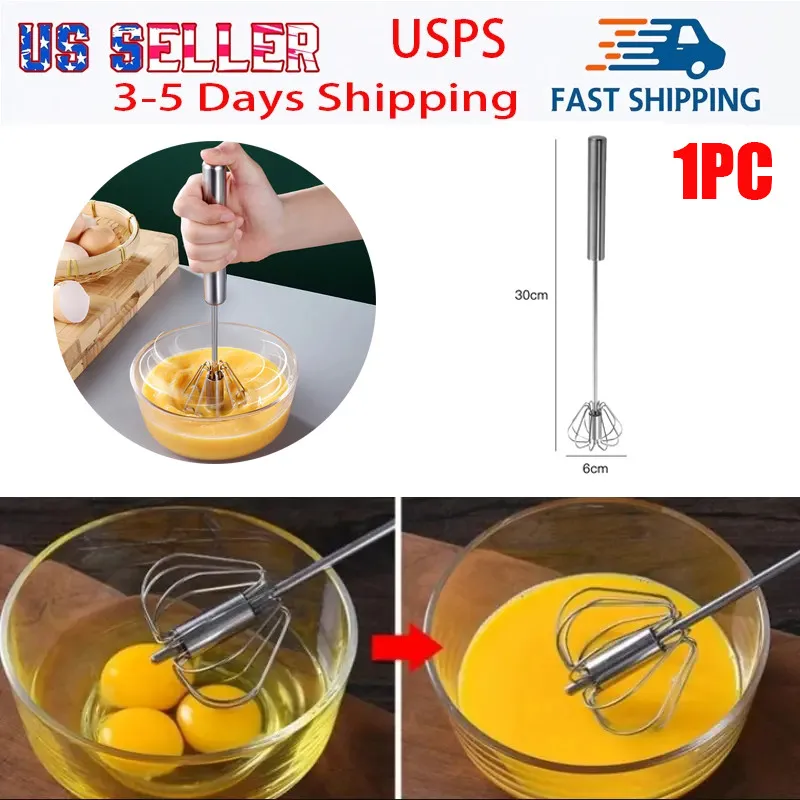 

Semi Automatic Egg Beater Handheld Whisk Stainless Steel Mixer Kitchen Tool for Baking Cooking Mixing Milk Foam Dough