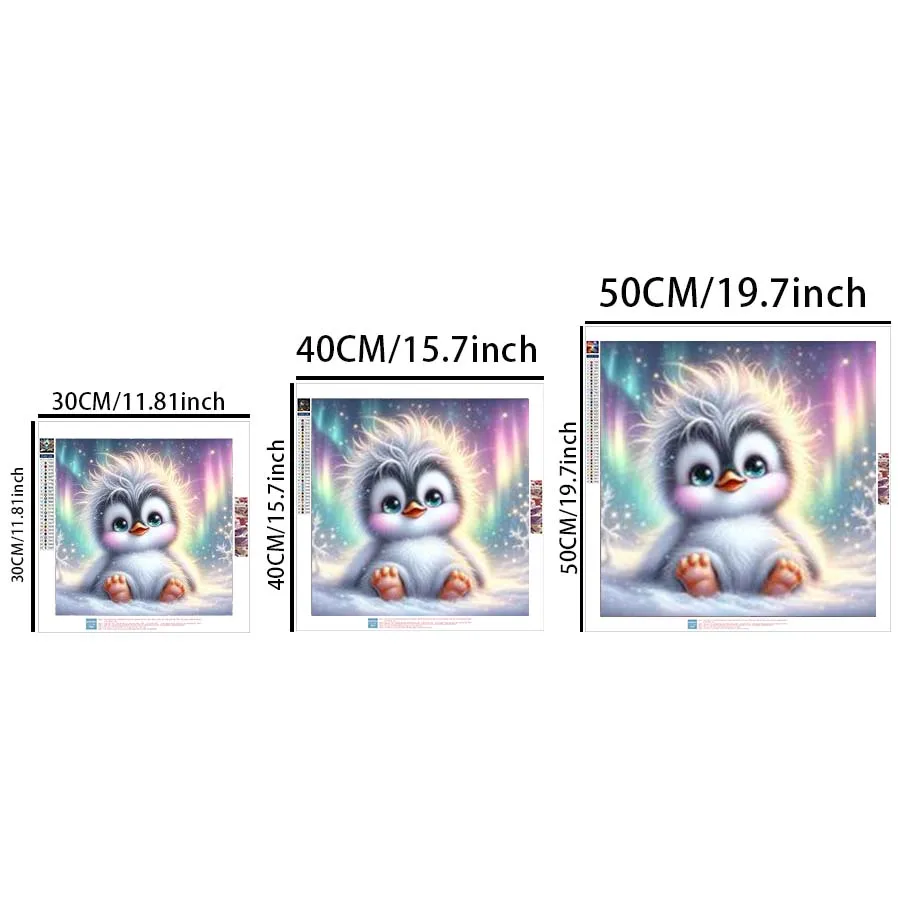 1 piece, 5D, DIY, round diamond painting kit, penguin, aurora mosaic, diamond art, home decoration