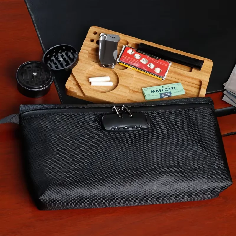 Travel Storage Bag With Password Lock Files Credit Card Certificates Safe Handbag Waterproof Anti-odor Smoking Pipe Storage Bag