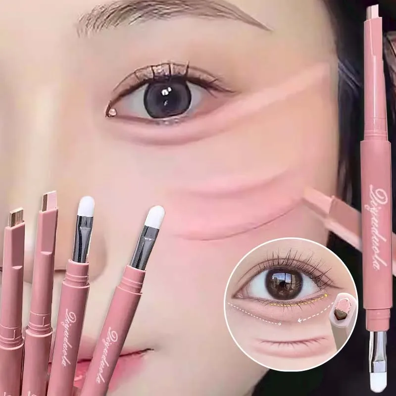 Korean 2in1 Lying Silkworm Pen Waterproof Dual-Color Aegyo Sal Pen Highlighter Shadow Instant Big Eye Effect Contour Eyes Makeup