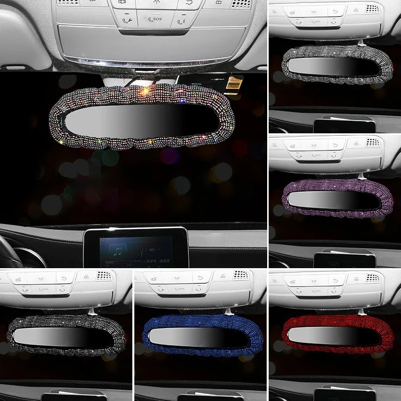 

Diamond Inlaid Rearview Mirror Cover Interior Accessories Universal Diamond Rhinestones Car Mirror Decoration Car accessories