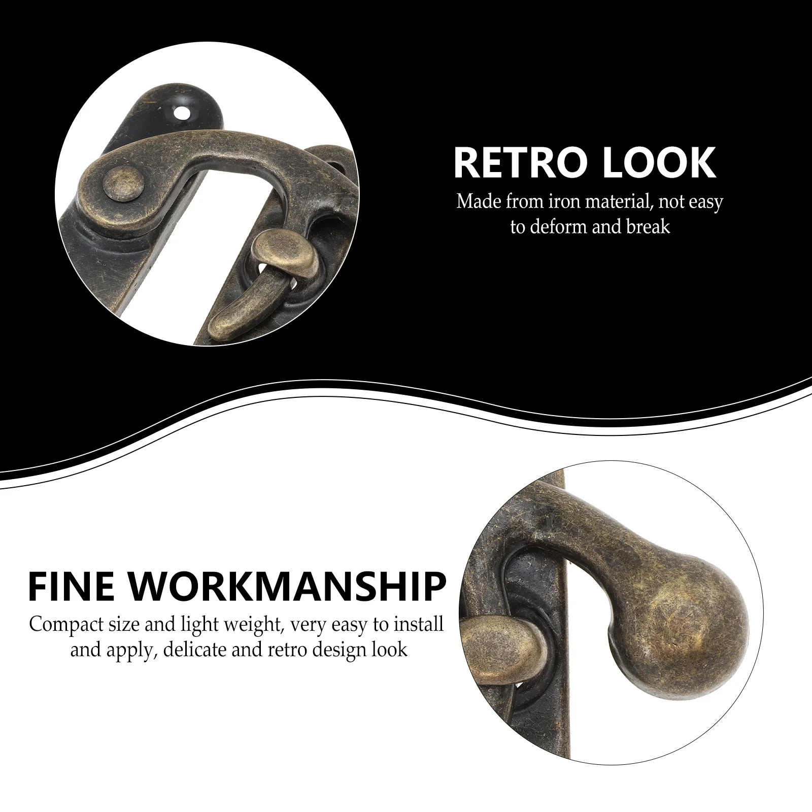 

3 Pcs Lock Iron Hook Buckle Cabinet Hardware Latches Right Hasp Horn Vintage