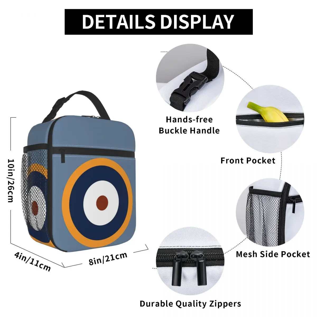 The RAF Roundel Version Used During World War 2 Insulated Lunch Bag for Kids School Cooler Thermal Food Box Tote Lunch Boxes