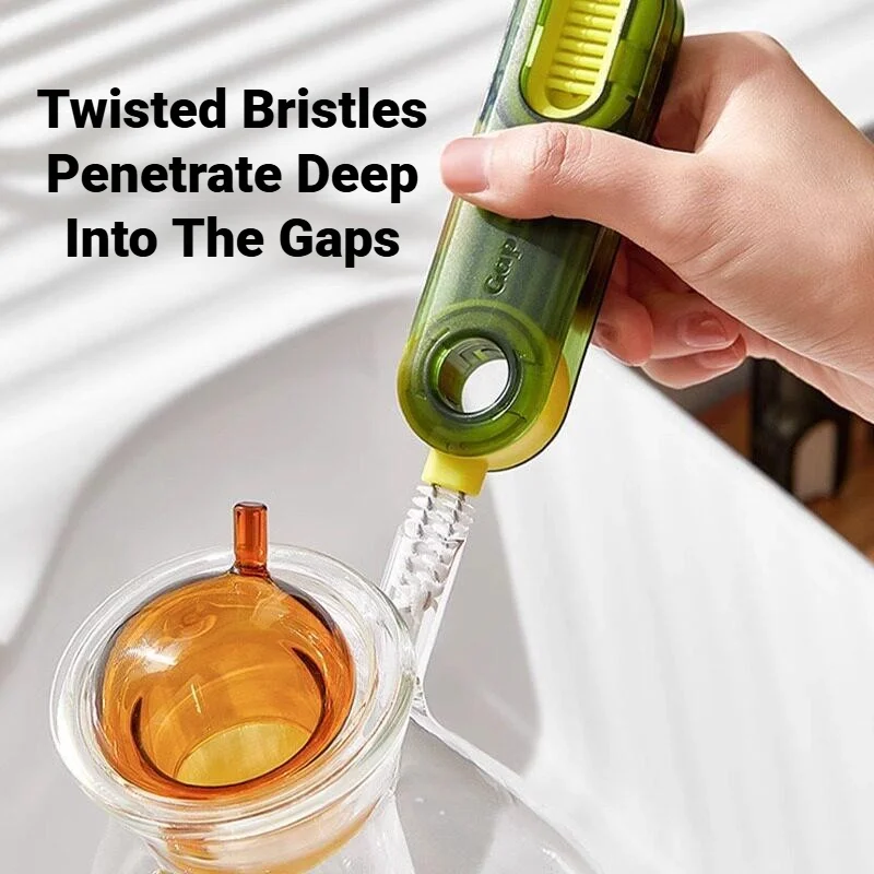 Multifunctional Three In One U Shaped Cleaning Brush For Cup Lid Thermos Bottle Gap