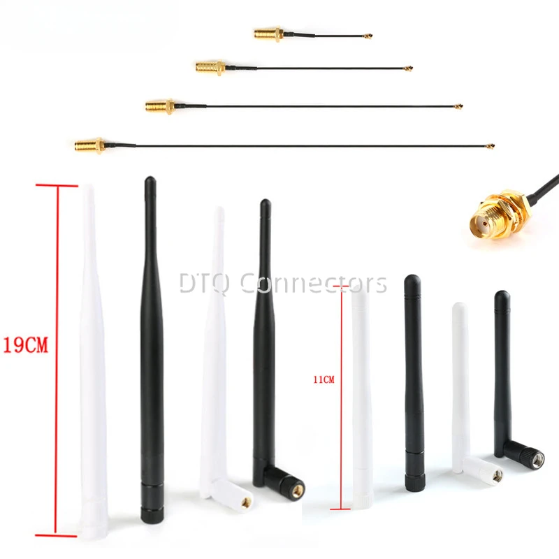 2 sztuki/1 zestaw 2.4GHz antena WiFi 3dbi 6dbi SMA Pins + IPEX do SMA Hole kabel Adapter U.FL 5/8/10/15/20 CM czarny biały dla PCI nowy