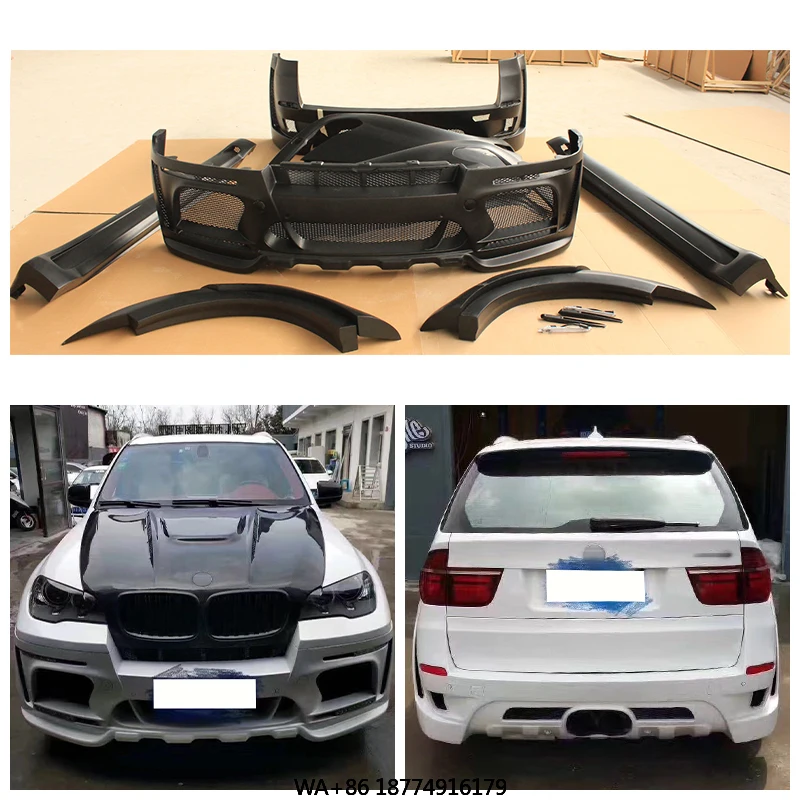 

Обновление автомобиля, передний и задний бампер, колесная арка, боковая юбка, новый обвес, подходит для X5 2006-2013 E70, стиль Harman