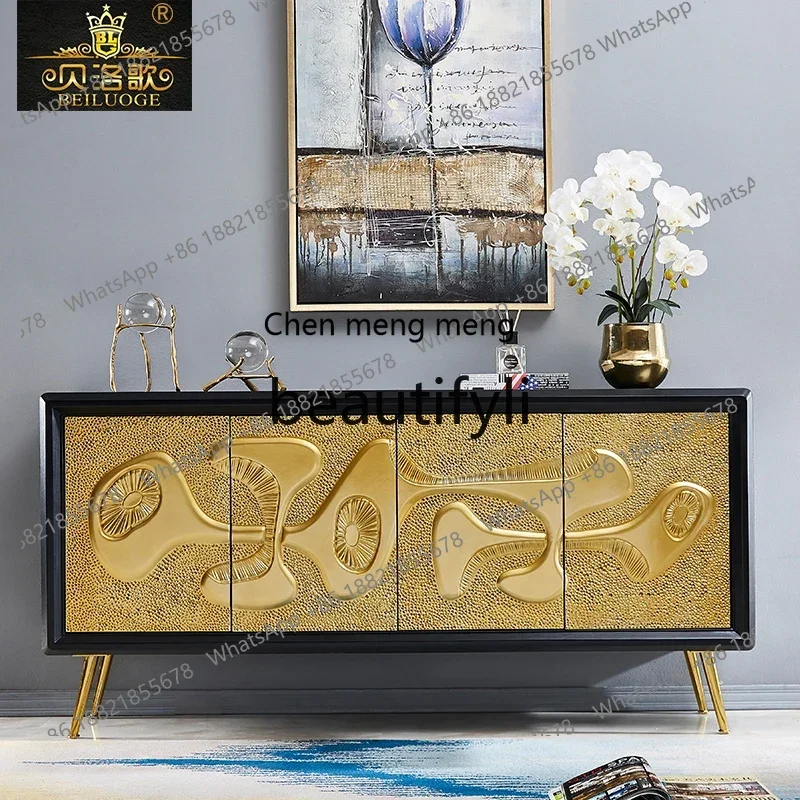 M178 American porch cabinet, multi-functional side cabinet, living room, neoclassical three-dimensional engraved locker