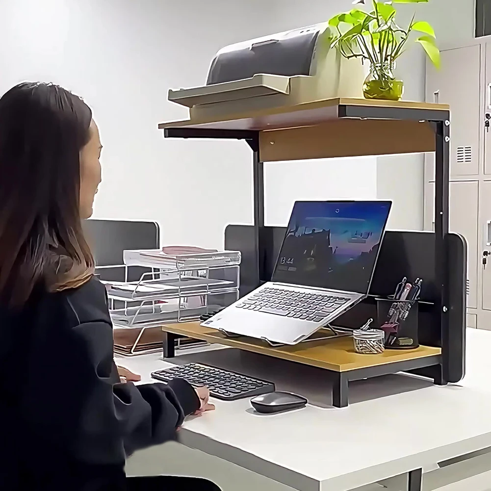 

Двухуровневая подставка для монитора и принтера, полка для хранения, настольная подставка для принтера, настольного компьютера, ноутбуков и мониторов