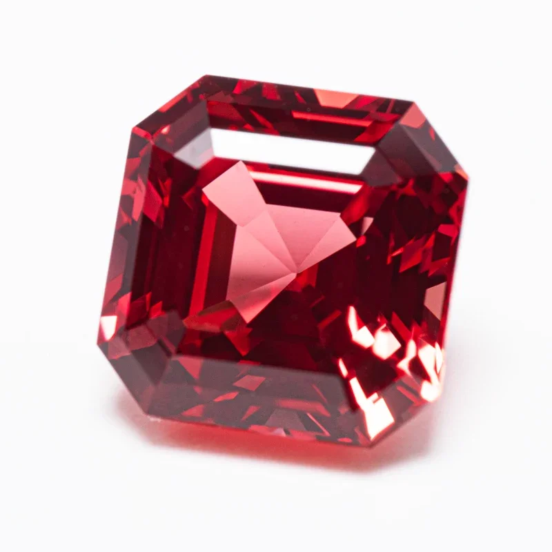 Top Lab Grown Sapphire Sunset Red Color Square Asscher Cut VVS1 Charms DIY Jewelry Making Material Selectable AGL Certificate