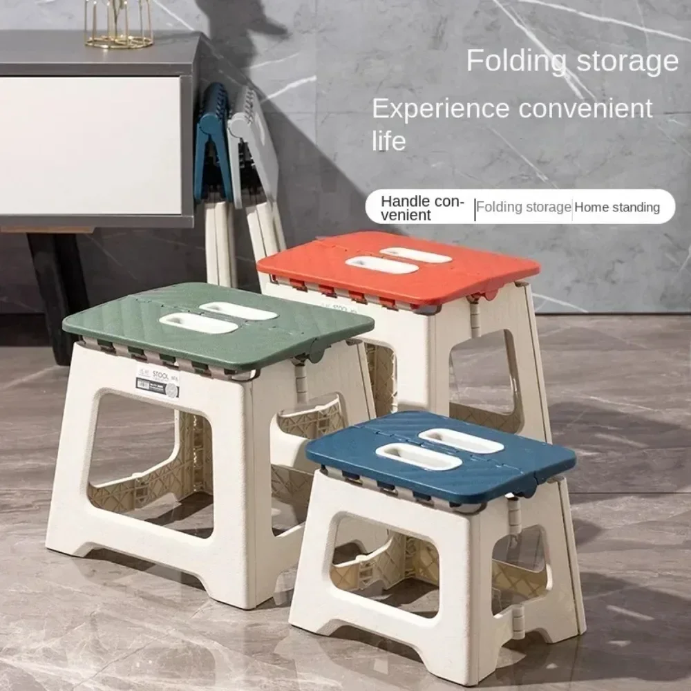 1pcs Lightweight Folding Step Stool Multi Purpose Handheld Thickened Footstool Non-Slip Plastic Small Benches Kitchen