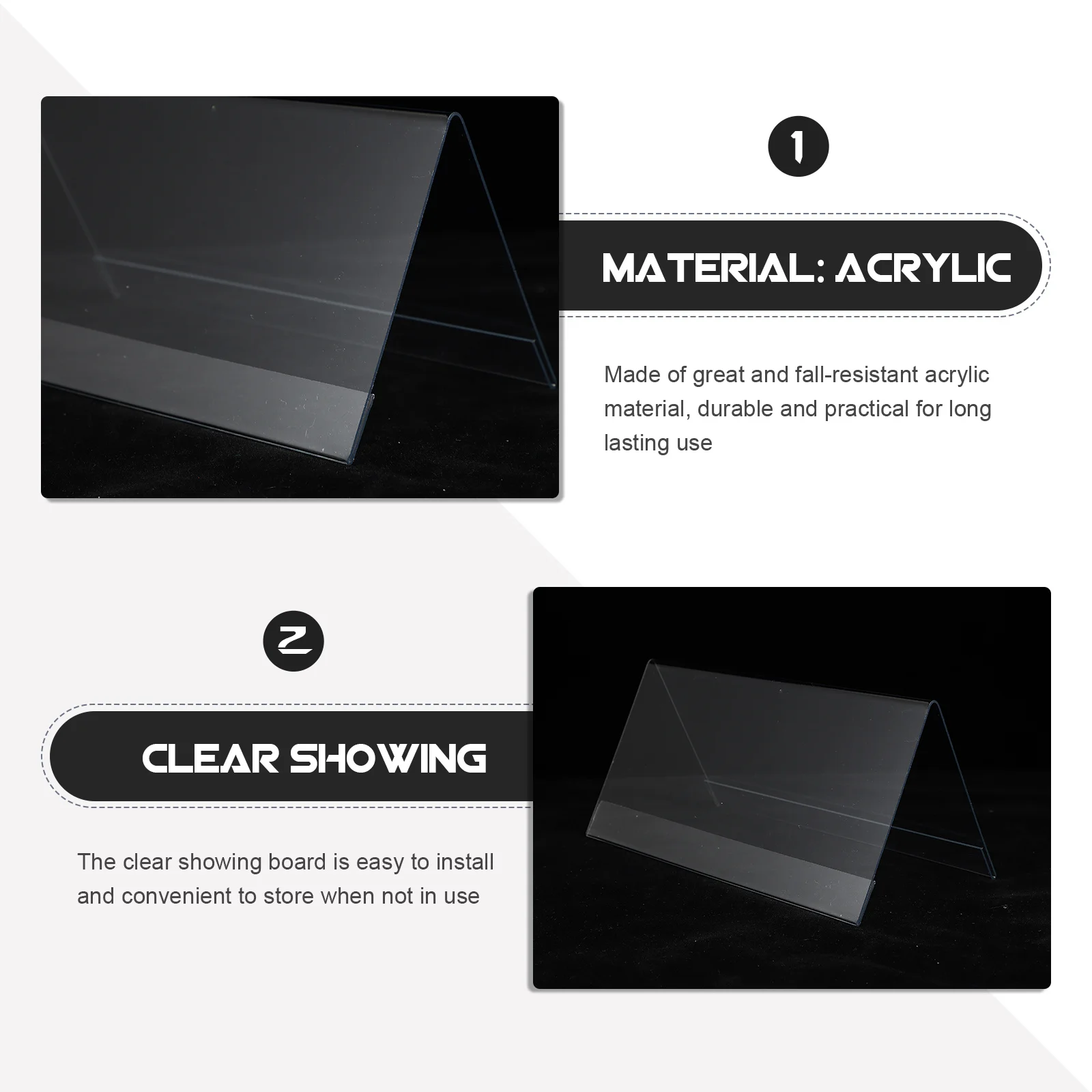 

5Pcs Acrylic Display Board Clear Double-Sided Tent Shape Name Card Holder Conference Guest Seat Display Stand Desk Sign Showing