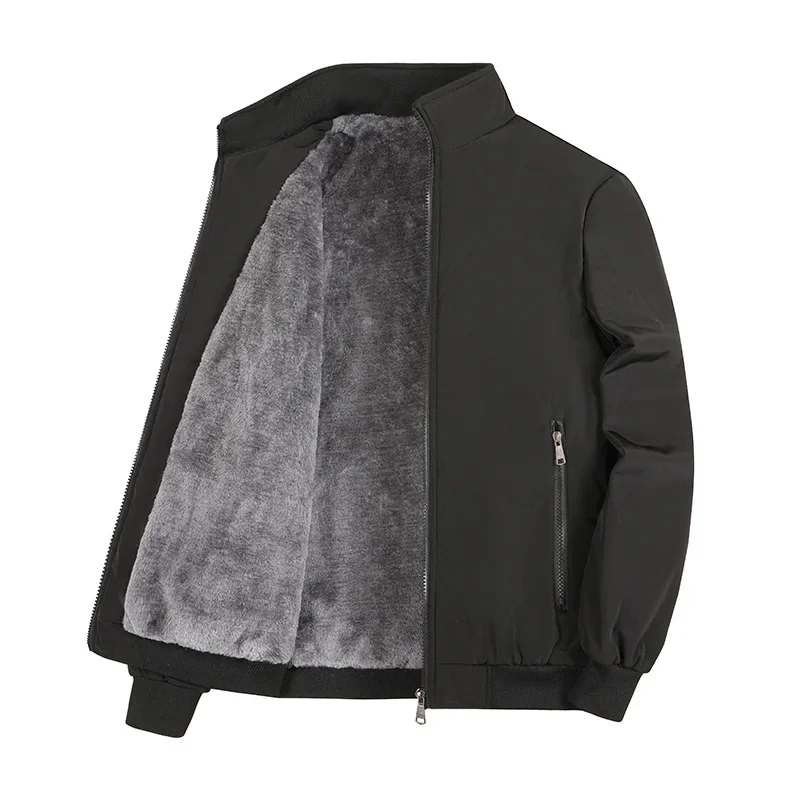 8XL New Winter Men Solid Stand Collar Business Coats Fleece Warm Down Jackets Male Casual Parkas Quality Man Slim Fit Jackets