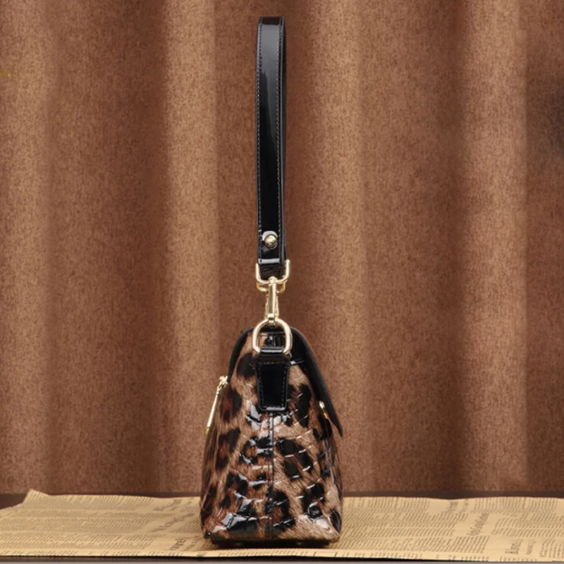 high quality real cowhdie leather bag fashion shoulder bag Genuine leather women\'handbags Fashion luxury brand Leopard handbags