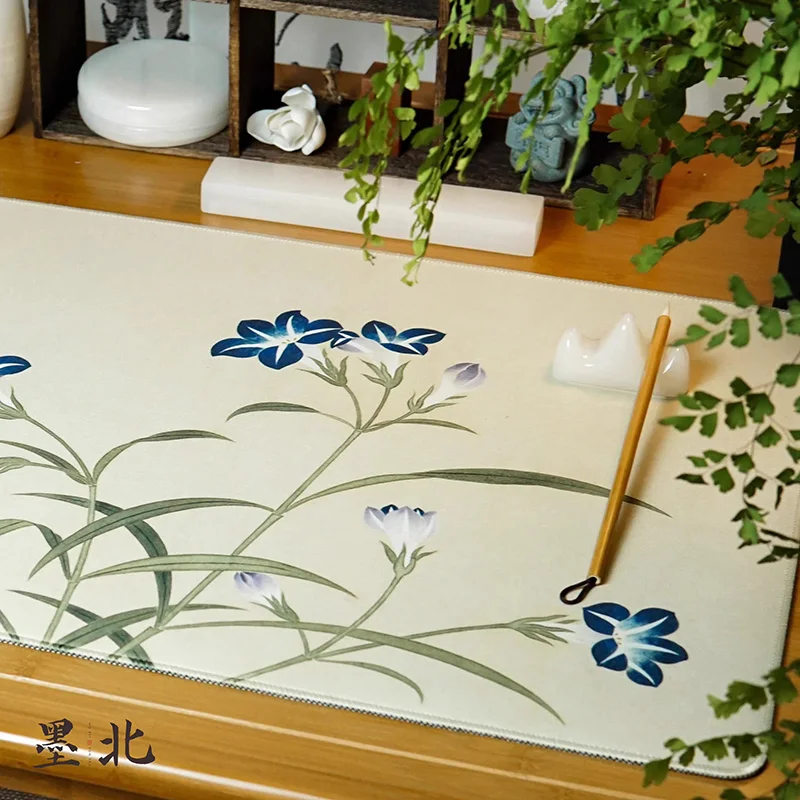Chinese Style Floral Painting Mat | Waterproof & Thickened Felt Desk Pad | Ink Proof Calligraphy Table Cover