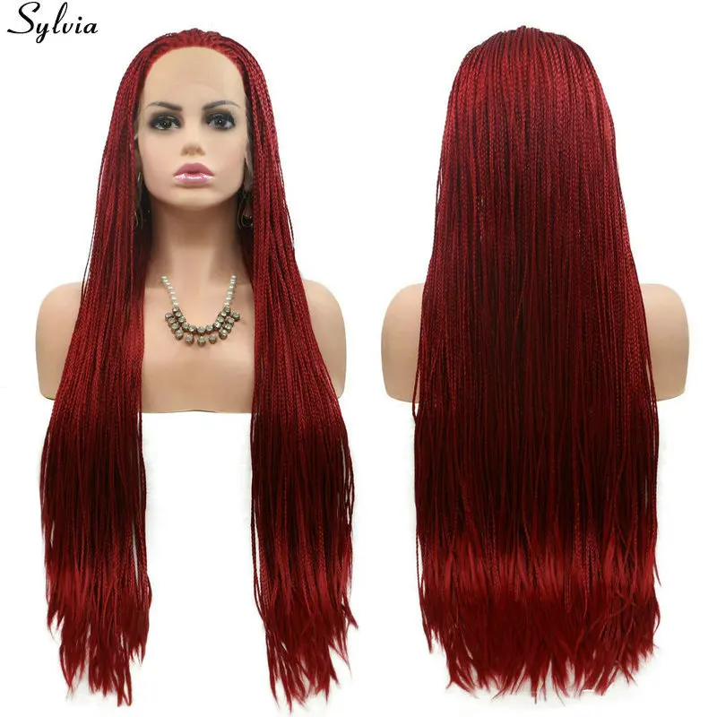 

Sylvia 26" Long Hand-Tied Braided Wig for Women Daily Use Hot Red/Pastel Pink/Brown/Bright Pink/Yellow Afro Lace Box Braids Wigs