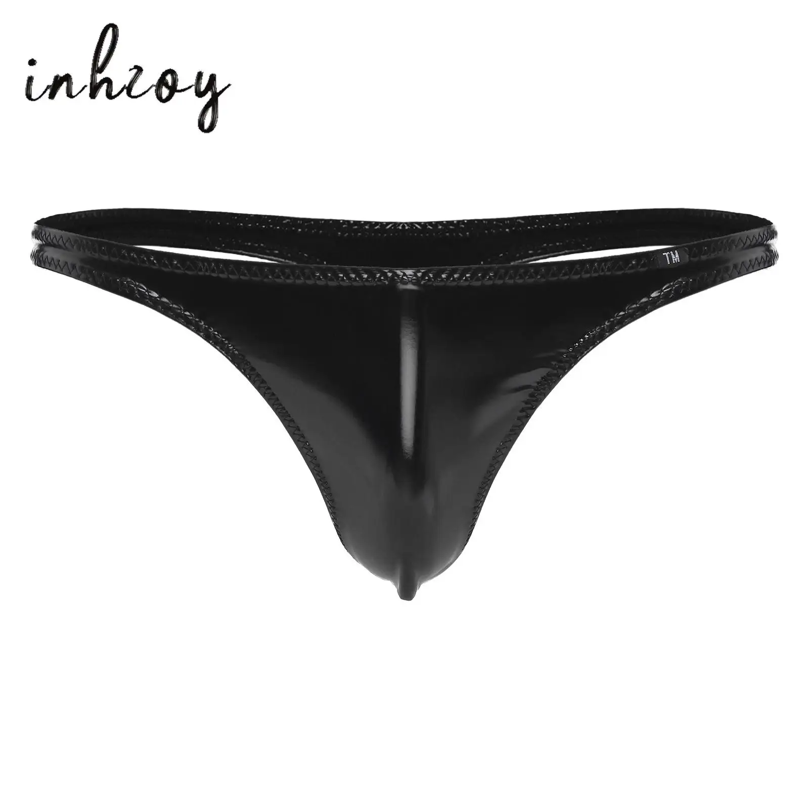 

Mens Low Rise Patent Leather Thongs G-string Underwear Wet Look PVC Leather T-back Bulge Pouch Panties Briefs Nightwear Clubwear