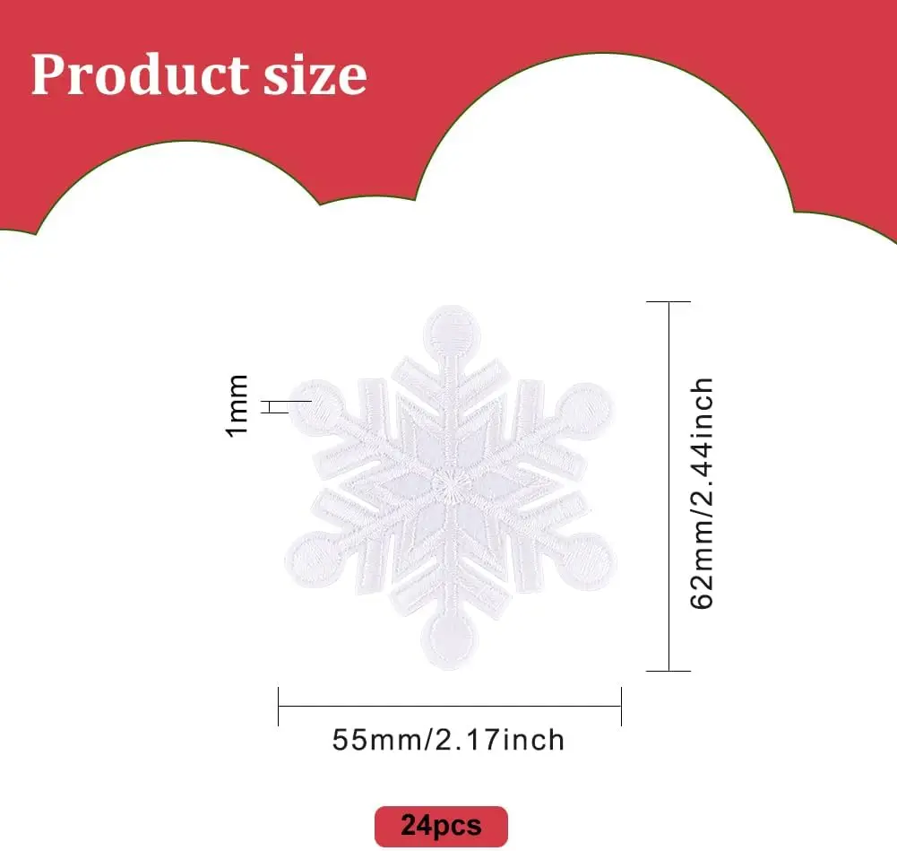 24-częściowe naszywki z płatkami śniegu Gorące cementowe naszywki z aplikacjami Białe naszywki z płatkami śniegu Naszywki z tkaniny do rękodzieła artystycznego DIY