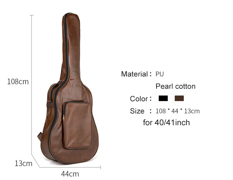 40/41 Inch Waterproof Thickened PU Leather Guitar Backpack Carrying Bag Guitarra Case Musical Instrument Accessories