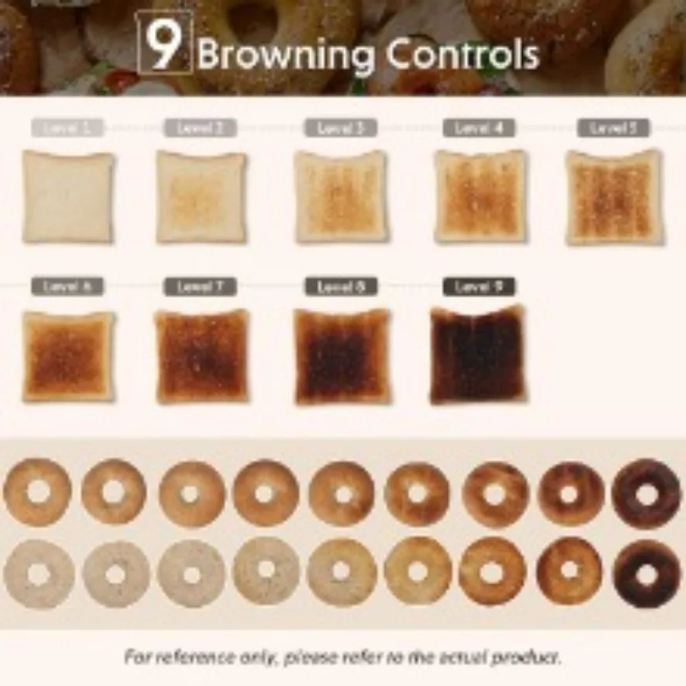 Pemanggang roti memanfaatkan Digital cerdas 2-Slice dengan Timer hitung mundur LCD, pengaturan 9-Shade untuk Roti Bakar, bagel, wafel, Muffin