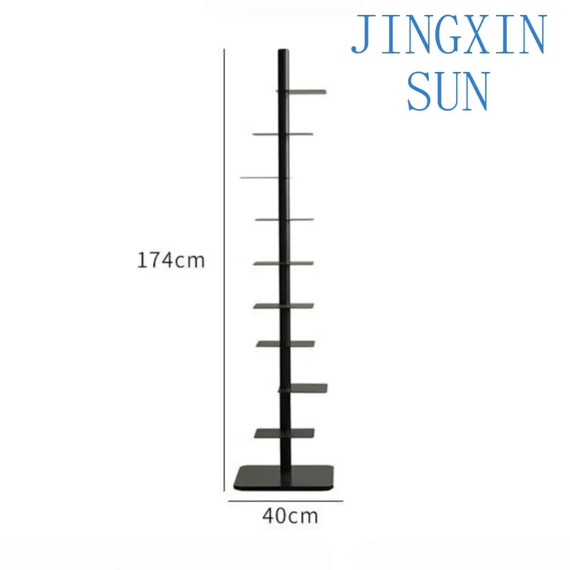 Iron Rotating Bookshelf Multi-Layer Living Room Storage Floor Shelf Invisible Creative Display Home Decor Simple Design