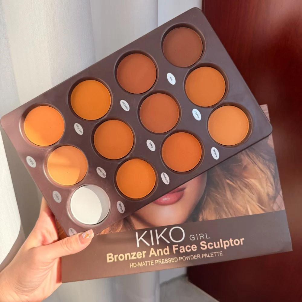 Oryginalna 12-kolorowa paleta konturów do makijażu Kiko Face BronzerMake Up Highlight Face Sculpting Matte Contour Palette