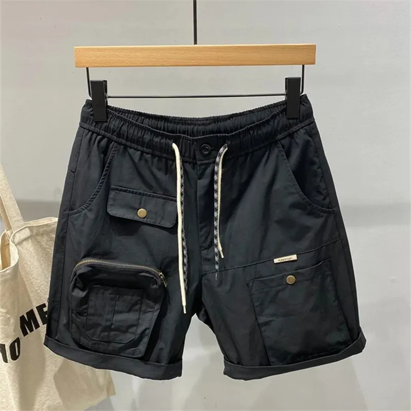 Casual Shorts Summer Fashion Tide Personality Pocket Cargo Pants Mid-length Baggy Pants Men\'s All-match Beach Pants Short Homme