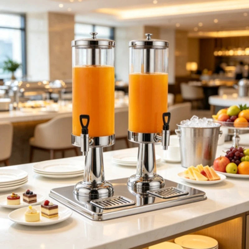 Beverage Dispenser Stainless Steel Juice Container With Tap For Hotel Buffet Party Cold Drink Serving
