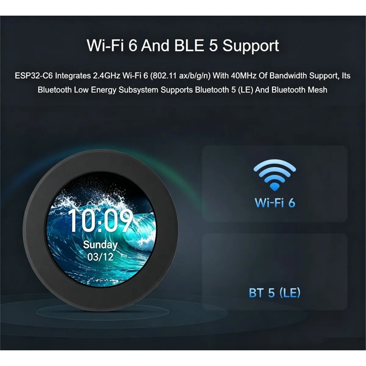 -C6 1.28inch LCD Display Development Board 240x240 65K Color Supports 2.4GHz Wi-Fi 6 and Bluetooth 5 with Case