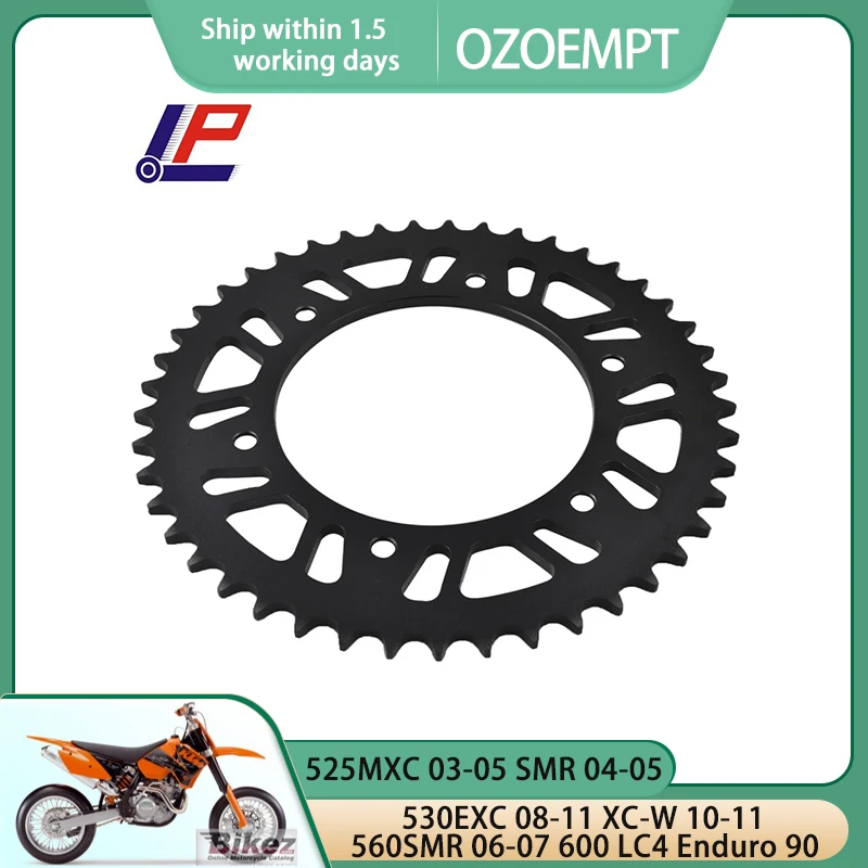 

OZOEMPT 520-45T Motorcycle Rear Sprocket Apply to 525MXC 03-05 SMR 04-05 530EXC 08-11 XC-W 10-11 560SMR 06-07 600LC4 Enduro 90