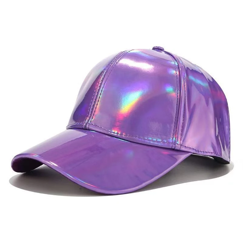 European and American colorful laser baseball cap for men, street fashionPUWomen's Duckbill Cap AliExpress Fashion Hat