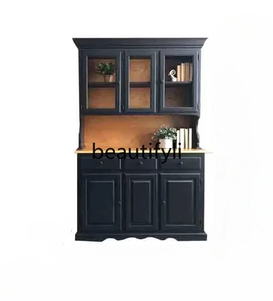 

American rural retro locker French living room display cabinet household wine cabinet customization