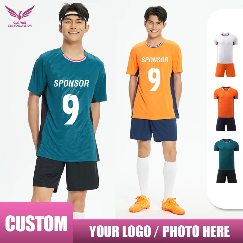 Custom Soccer Jersey Set for Men DIY logo Quick Drying Football Training Suit Print number Team Club Training Football Uniform