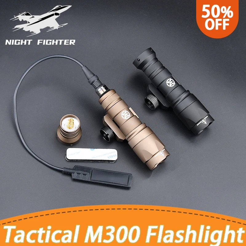 에어소프트 슈어파이어 M300 미니 무기 조명, 전술 손전등, M300A 사냥 LED, 20mm 레일 무기, 에어소프트 액세서리, 400 루멘