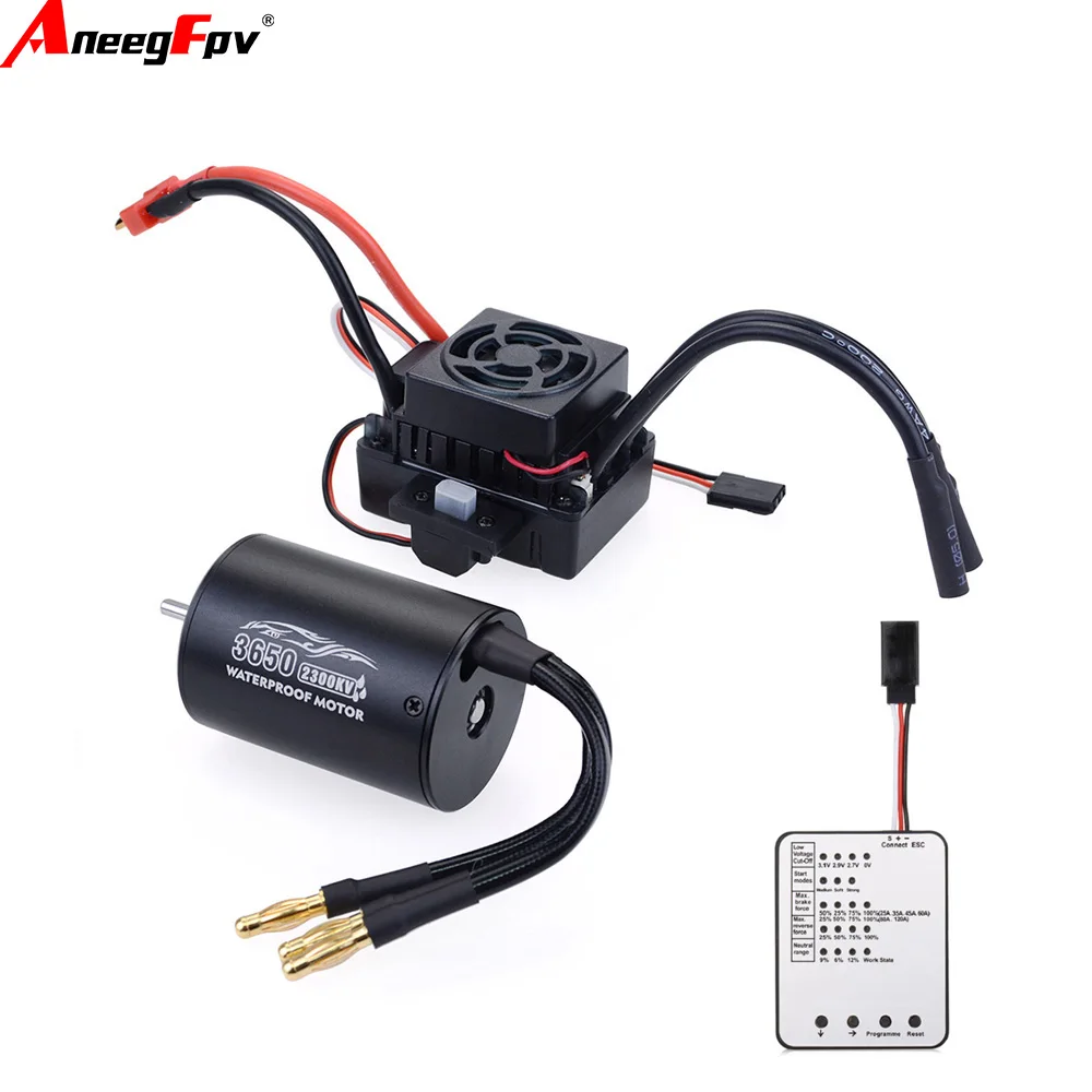 Surpass Hobby Waterproof 3650 2300KV 3900KV 3100KV Brushless Motor with 60A ESC W/ Program Card Combo for 1/10 RC Car Truck Toy