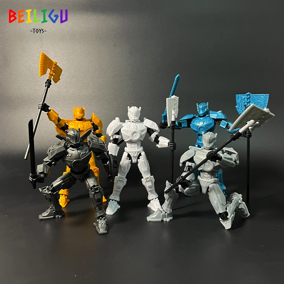 Beiluigu multi-articulação móvel robô brinquedo figura de ação guerreiro armas 3d boneca mecha modelo montagem brinquedos para crianças presente do feriado