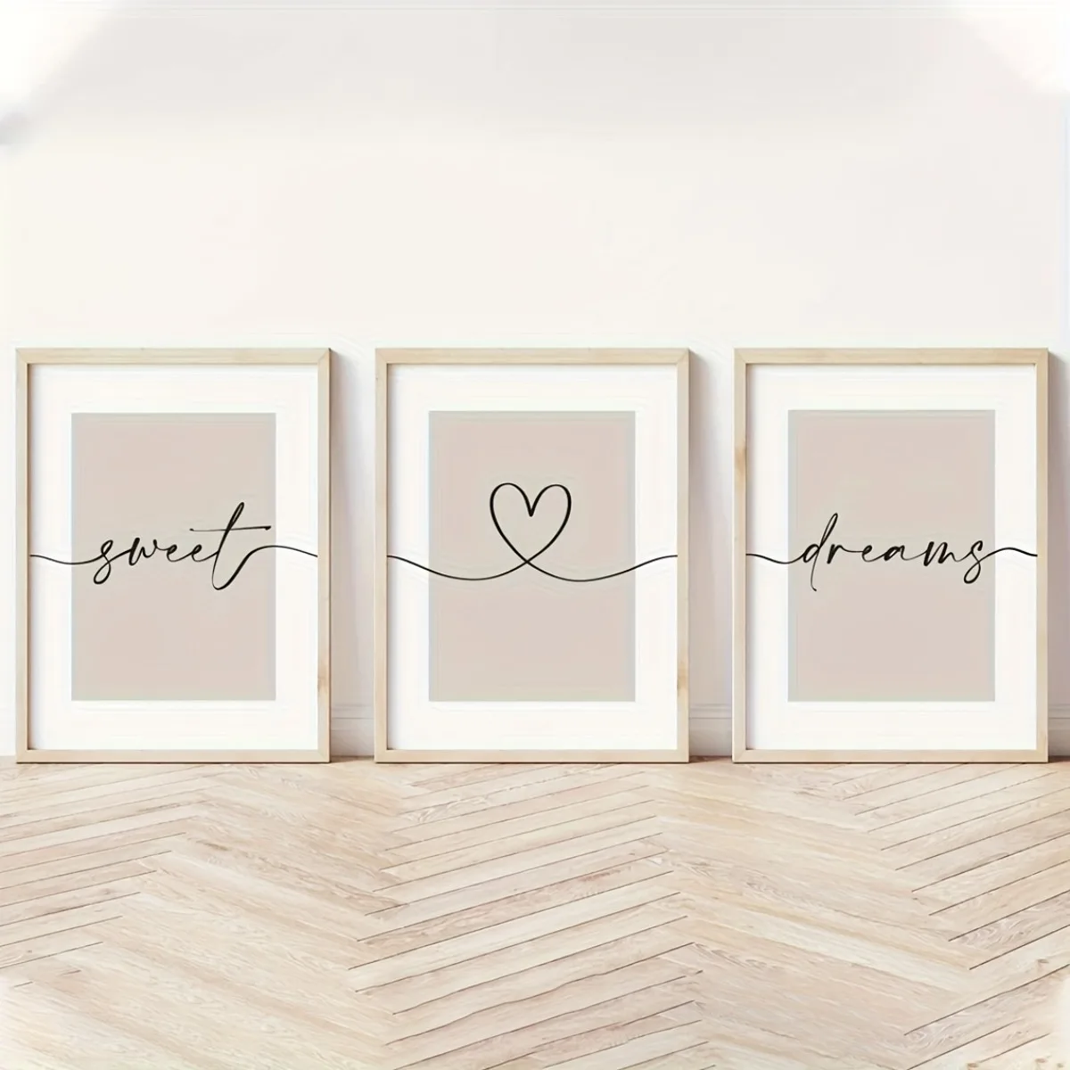 3pcs/set Neutral Beige Heart Letter Canvas Print Poster Modern Minimalist Love Art Print Living Room Hallway Wall Art Home Decor