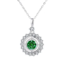 Luomansi Green Moissanite Sunflower Necklace 1 Carat VVS with Certificate S925 Silver Girl Jewelry Anniversary Gift