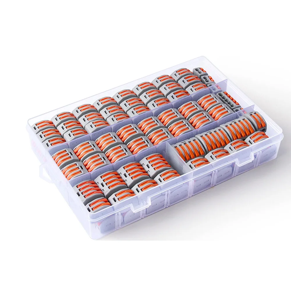 85Pcs PCT Lever Wire Connectors Kit, 2-5 Port Quick Press Cable Junction Terminals with Storage Box