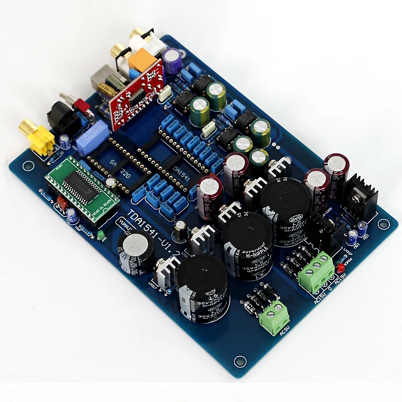 

opzig TDA1541 decoder circuit board DIY audio amplifier decoding module Fiber coaxial USB 12V input 10W